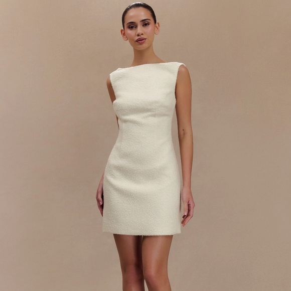 Meshki Dresses & Skirts - Meshki - Angela Textured Boucle Mini Dress - Ivory